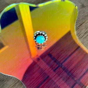 Sterling silver western flower ring with turquoise